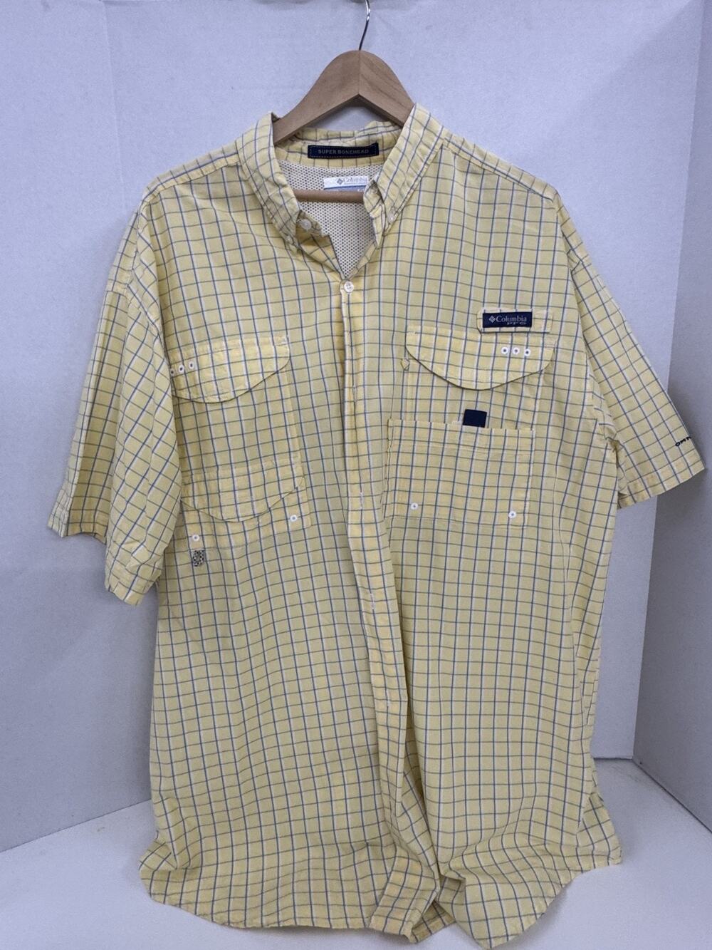 Mens Columbia Super Bonehead Short Sleeve Button Down Fishing Shirt Size XL
